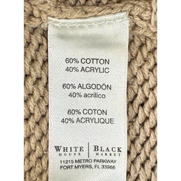 Women’s Beige Cable Knit Cowl Neck Chunky Sweater Minimalist Comfy Winter Sz XL - Picture 6 of 9